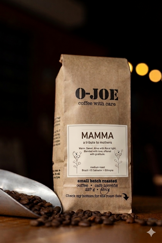 O-JOE Coffee Mamma blend — limited edition Mother's Day medium roast coffee bag