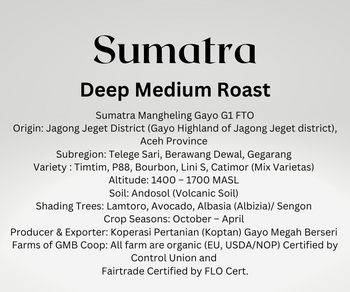 Sumatra • MEDIUM ROAST • Organic & Fair Trade