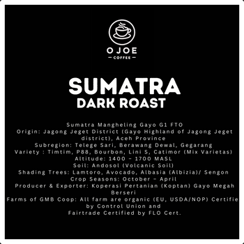 Sumatra • DARK Roast • Organic & Fair Trade