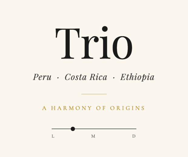 Trio Medium Roast Coffee Blend — Peru, Costa Rica, Ethiopia